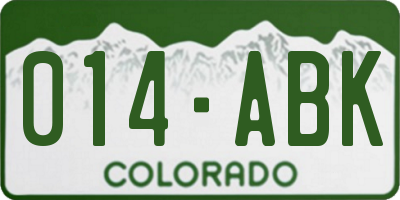 CO license plate 014ABK