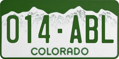 CO license plate 014ABL