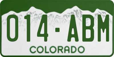CO license plate 014ABM
