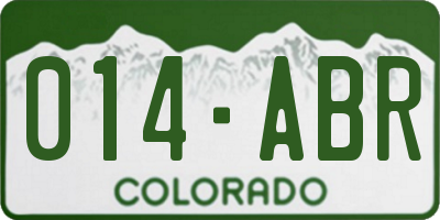 CO license plate 014ABR