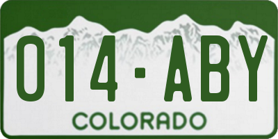 CO license plate 014ABY