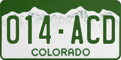 CO license plate 014ACD