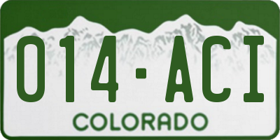 CO license plate 014ACI
