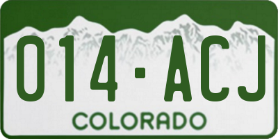 CO license plate 014ACJ