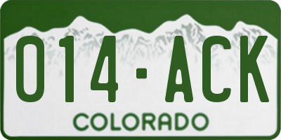 CO license plate 014ACK