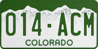 CO license plate 014ACM