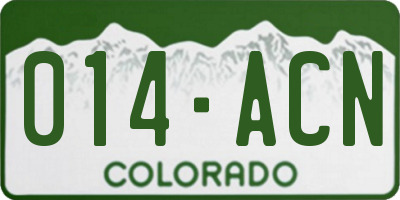 CO license plate 014ACN