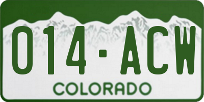 CO license plate 014ACW