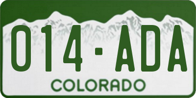 CO license plate 014ADA