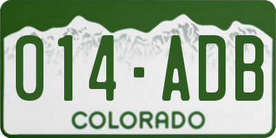 CO license plate 014ADB