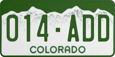 CO license plate 014ADD
