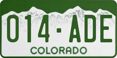 CO license plate 014ADE