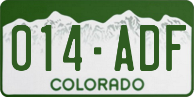 CO license plate 014ADF