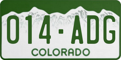 CO license plate 014ADG