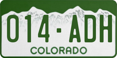 CO license plate 014ADH