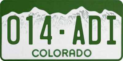 CO license plate 014ADI