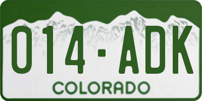 CO license plate 014ADK