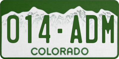 CO license plate 014ADM