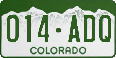 CO license plate 014ADQ