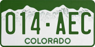 CO license plate 014AEC
