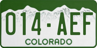 CO license plate 014AEF