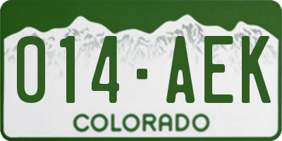 CO license plate 014AEK