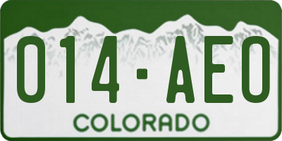 CO license plate 014AEO