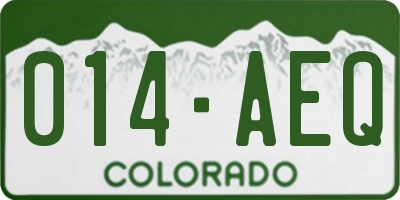 CO license plate 014AEQ