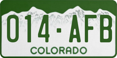 CO license plate 014AFB