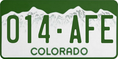 CO license plate 014AFE