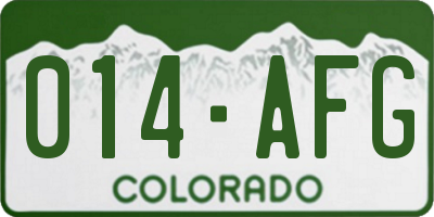 CO license plate 014AFG