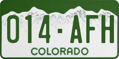 CO license plate 014AFH