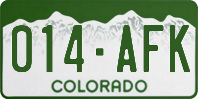 CO license plate 014AFK