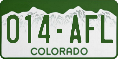 CO license plate 014AFL