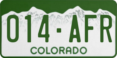 CO license plate 014AFR