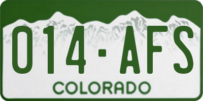 CO license plate 014AFS