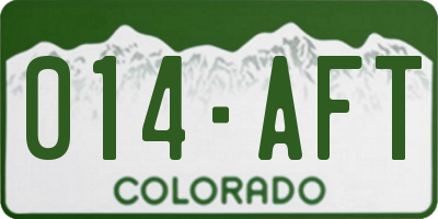 CO license plate 014AFT