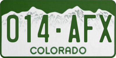 CO license plate 014AFX