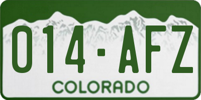 CO license plate 014AFZ