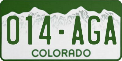 CO license plate 014AGA
