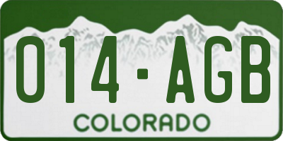 CO license plate 014AGB