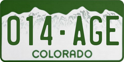 CO license plate 014AGE