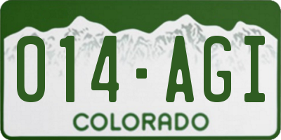 CO license plate 014AGI