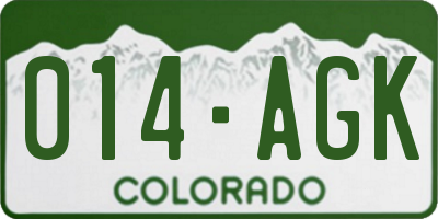 CO license plate 014AGK