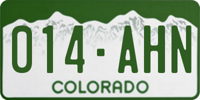 CO license plate 014AHN