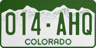 CO license plate 014AHQ