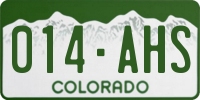 CO license plate 014AHS
