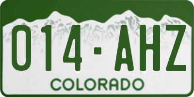 CO license plate 014AHZ