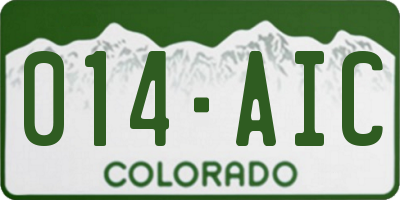 CO license plate 014AIC