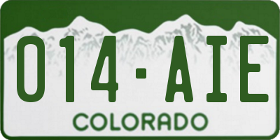 CO license plate 014AIE